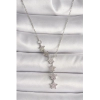 316L Çelik Gümüş Renk Zincir Zirkon Taşlı Yıldız Model Kadın Kolye