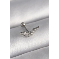 316L Çelik Gümüş Renk Zirkon Taş Detay Kanat Model Tragus Piercing