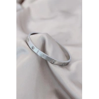 316L Çelik Gümüş Renk Zirkon Taşlı Bileklik