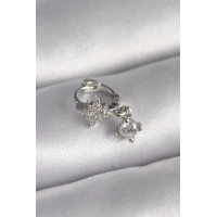 316L Çelik Gümüş Renk Zirkon Taşlı Çiçek Model Sallantı Detay Tragus Piercing