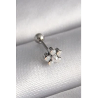 316L Çelik Gümüş Renk Zirkon Taşlı Çiçek Model Tragus Piercing