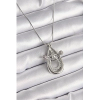 316L Çelik Gümüş Renk Zirkon Taşlı Damla Model Kadın Kolye