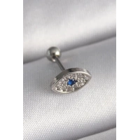 316L Çelik Gümüş Renk Zirkon Taşlı Göz Tragus Piercing