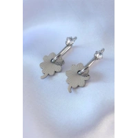 316L Çelik Gümüş Renk Zirkon Taşlı Kadın Göçmen Küpesi