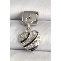 316L Çelik Gümüş Renk Zirkon Taşlı Kalp Model Nomination Charm