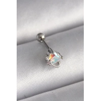 316L Çelik Gümüş Renk Zirkon Taşlı Kalp Tragus Piercing