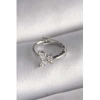 316L Çelik Gümüş Renk Zirkon Taşlı Kelebek Model Tragus Piercing