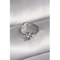 316L Çelik Gümüş Renk Zirkon Taşlı Kelebek Model Tragus Piercing