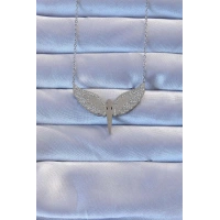 316L Çelik Gümüş Renk Zirkon Taşlı Mikail Kolye