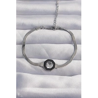 316L Çelik Gümüş Renk Zirkon Taşlı Mineli İtalyan Zincir Serenay Bileklik