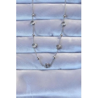 316L Çelik Gümüş Renk Zirkon Taşlı Top Zincirli Kolye