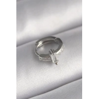 316L Çelik Gümüş Renk Zirkon Taşlı Tragus Piercing