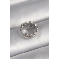316L Çelik Gümüş Renk Zirkon Taşlı Yaprak Model Tragus Piercing