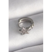 316L Çelik Gümüş Renk Zirkon Taşlı Yıldız Model Tragus Piercing