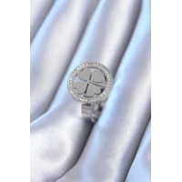 316L Çelik Gümüş Renk Zirkon Taşlı Yonca Model Kadın Yüzük