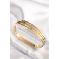 316L Çelik Kelebek Gold Renk Kadın Kelepçe Bilezik