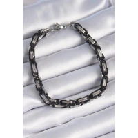 316L Çelik Siyah Gümüş Renk Kral Zincir Model Erkek Bileklik