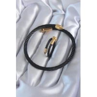 316L Çelik Siyah Renk Gold Detay Sarmal Model Erkek Bileklik Yüzük Kombini