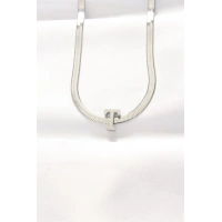 316L Çelik T Harfli Silver Renk İtalyan Zincirli Kolye