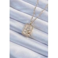 316L Çelik Zincir Altın Renk Zirkon Taşlı Aslan Figürlü Tarot Kolye