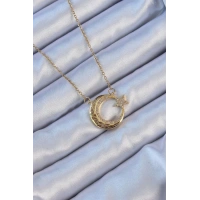 316L Çelik Zincir Altın Renk Zirkon Taşlı Motifli Ay Yıldız Kolye