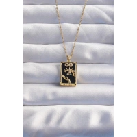 316L Çelik Zincir Gold Renk Sonsuzluk Detay Zirkon Taşlı Tarot Kolye