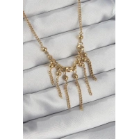 316L Çelik Zincir Gold Renk Topçuk Detay Sallantılı Zincir Kolye