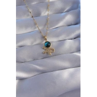 316L Çelik Zincir Gold Renk Zirkon Taşlı Astronot Figürlü Gezegen Kolye