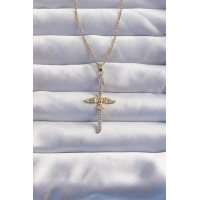 316L Çelik Zincir Gold Renkli Zirkon Taşlı Anka Kuşu Kolye