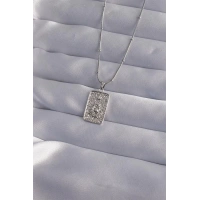 316L Çelik Zincir Gümüş Renk Lazer İşlemeli Göz Figür Tarot Kolye