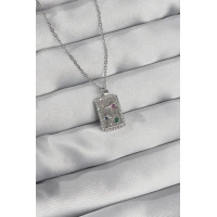 316L Çelik Zincir Gümüş Renk Renkli Zirkon Taşlı Vintage Kolye