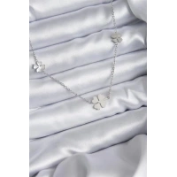 316L Çelik Zincir Gümüş Renk Yonca Model Kadın Kolye