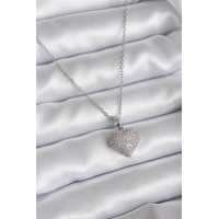 316L Çelik Zincir Gümüş Renk Zirkon Taş Detay Kalp Model Kadın Kolye