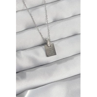 316L Çelik Zincir Gümüş Renk Zirkon Taşlı Aşk Mektubu Kolye