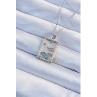 316L Çelik Zincir Gümüş Renk Zirkon Taşlı Ay Figürlü Tarot Kolye