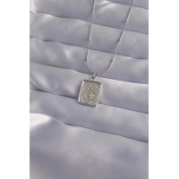 316L Çelik Zincir Gümüş Renk Zirkon Taşlı Ay Yıldız Figürlü Tarot Kolye