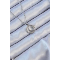 316L Çelik Zincir Gümüş Renk Zirkon Taşlı Ay Yıldız Simgeli Atatürk Kolye