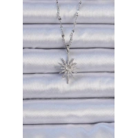 316L Çelik Zincir Gümüş Renk Zirkon Taşlı Kutup Yıldızı Kolye
