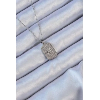 316L Çelik Zincir Gümüş Renk Zirkon Taşlı Kutup Yıldızlı Vintage Kolye