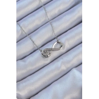 316L Çelik Zincir Gümüş Renk Zirkon Taşlı Minimal Kalp Figür Sonsuzluk Kolye