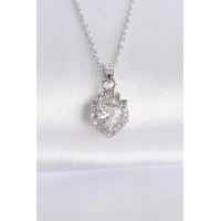 316L Çelik Zincir Gümüş Renk Zirkon Taşlı Rapunzel Kolye