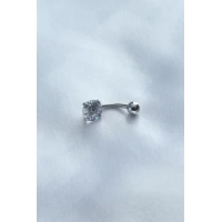 316L Cerrahi Çelik Zirkon Taşlı Göbek Piercing
