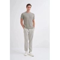 4011 Örgü Desenli Bisiklet Yaka Regular Fit Erkek T-Shirt Yeşil