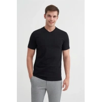 4624 Basıc V Yaka Erkek T-Shirt Siyah