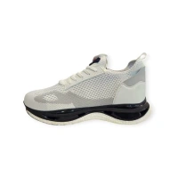 92107 Köpük Taban Bağcık Görünümlü Nefes Alabilen Bez Erkek Spor Ayakkabı Beyaz