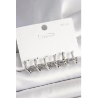 925 Ayar Gümüş Çivi Pirinç Gümüş Renk Bambu Halka Model Kadın Küpe Seti