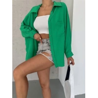 Ağaç Kabuğu Oversize Arkası Pileli Gömlek