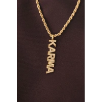 Altın Renk Zirkon Taşlı Karma Yazılı Kolye