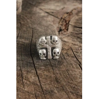 Antik Gümüş Renk Haç Kuru Kafa İşleme Ayarlanabilir Erkek Yüzük