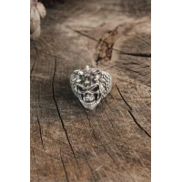 Antik Gümüş Renk Kuru Kafa Model Ayarlanabilir Erkek Bileklik